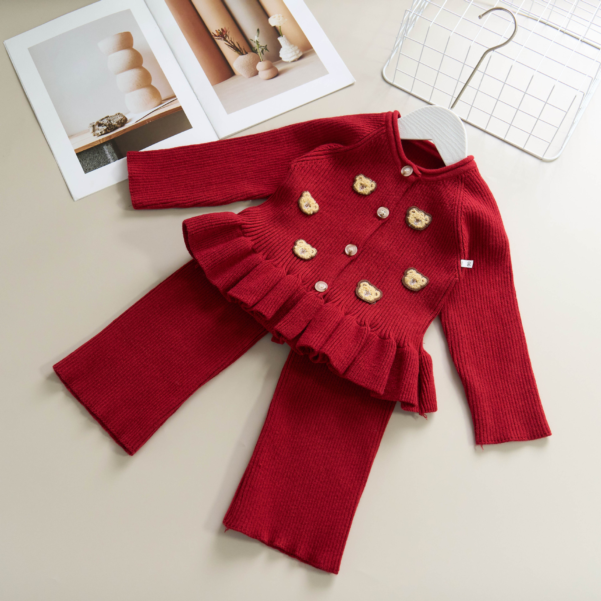 Children's Autumn and Winter Sweater Set, Knitted Cardigan Jacket, Stylish and Chic Sweater Set for Girls