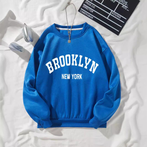 Women's Round Neck Sweatshirt for Autumn and Winter , Youth Style, Fleece Lined, Thick, Fashion Trendy, Loose Fit, Long Sleeve, Mid-Length Jacket