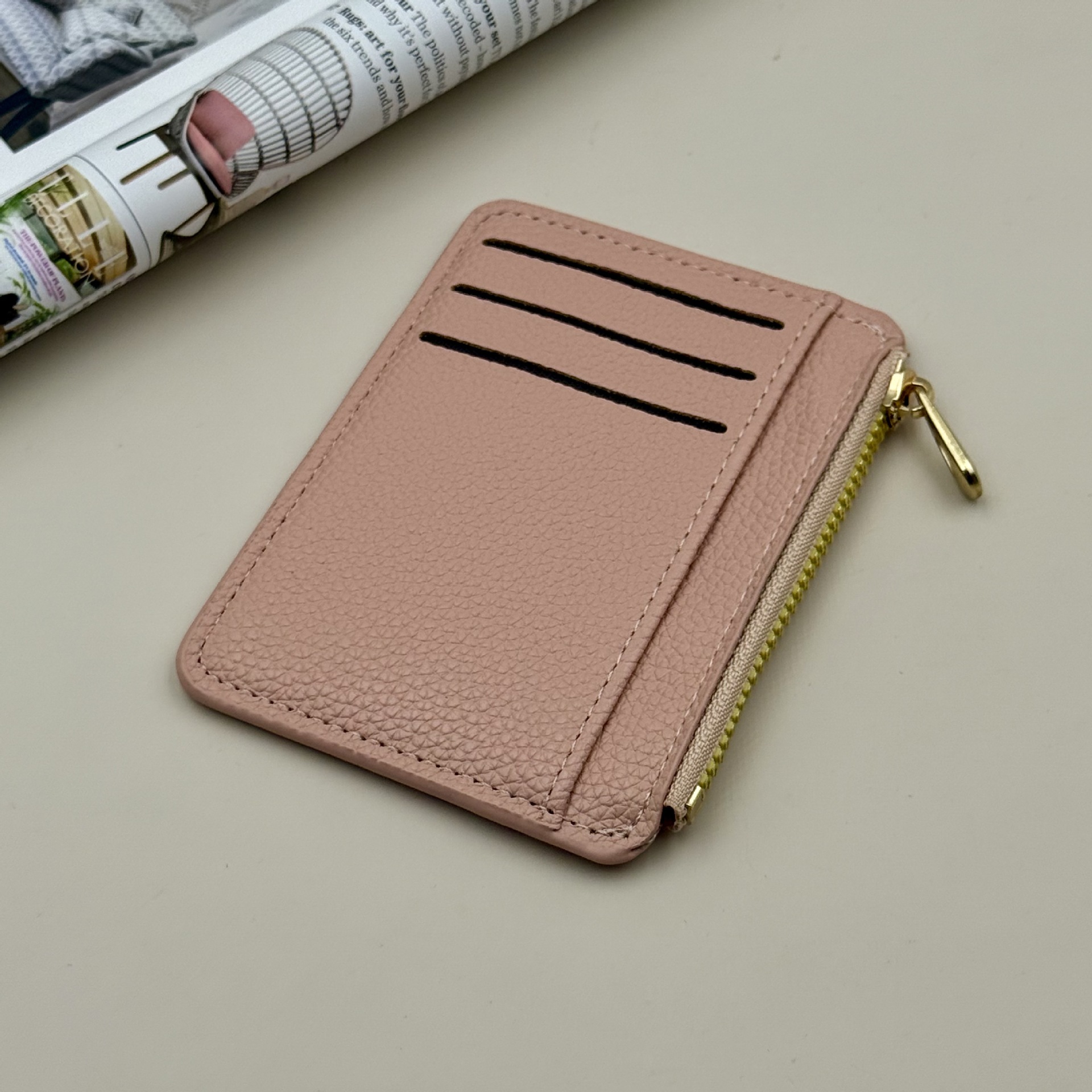 Comercio exterior nuevo tipo de bolsa de tarjetas con cremallera multifuncional de gran capacidad fuente transfronteriza litchi cartón clip multi-tarjeta bolsa de cambio