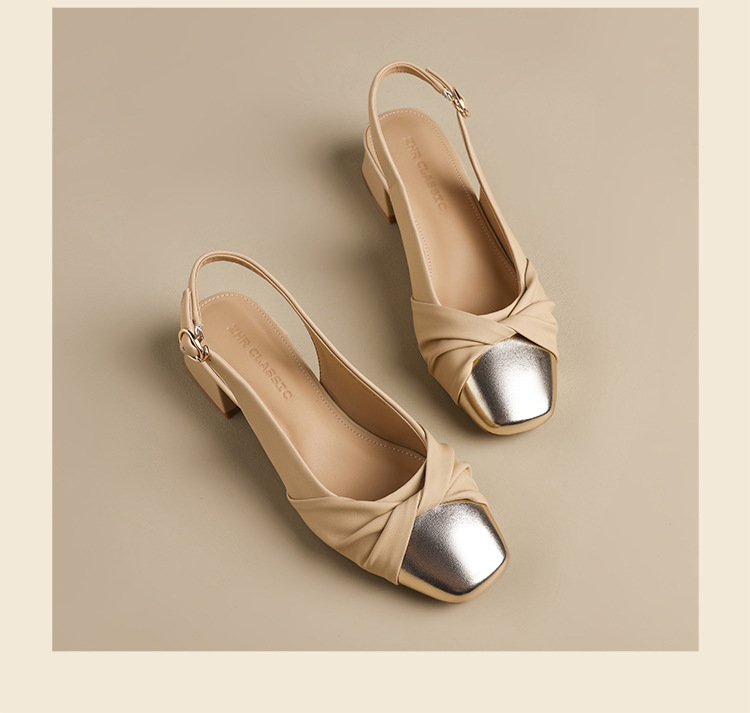 Sandal bít mũi nữ phong cách Pháp gót thấp mềm mại đi làm — BL392 màu mơ chi tiết 22
