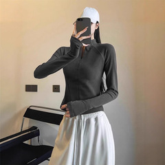 美ラード秋冬新作徳絨毛保温ファスナー長袖tシャツ女性気質スリムシックインナートップス
