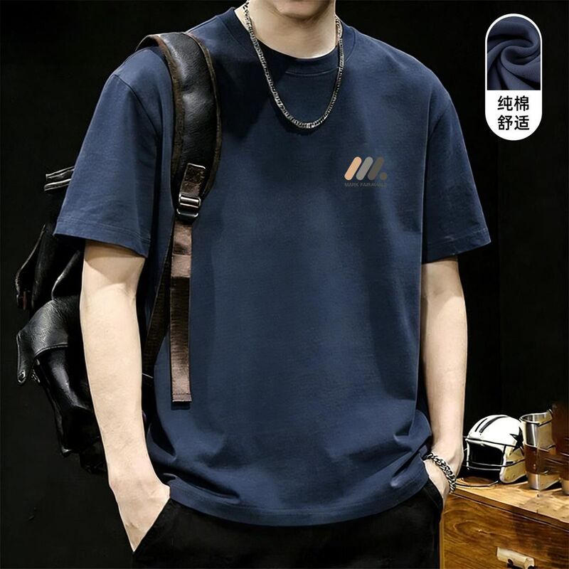 Cross-Border Spring and Summer Short-Sleeved T-Shirts for Men, Pure Cotton, Loose Trendy Brand Student Tops, Casual Printed Designer Men's Clothing Cross-Border Spring and Summer Short-Sleeved T-Shirts for Men, Pure Cotton, Loose Trendy Brand Student Tops, Casual Printed Designer Men's Clothing