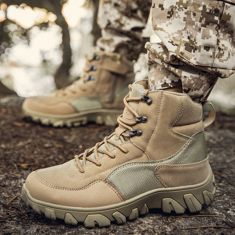 Autumn and Winter New Mid-Top Tactical Shoes, Sports Shoes, Combat Boots, Camouflage Outdoor Hiking Shoes, Training Shoes, Hiking Boots