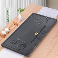 天然乌金石茶盘家用乌金真石一体一整套漏水板面板茶具套装