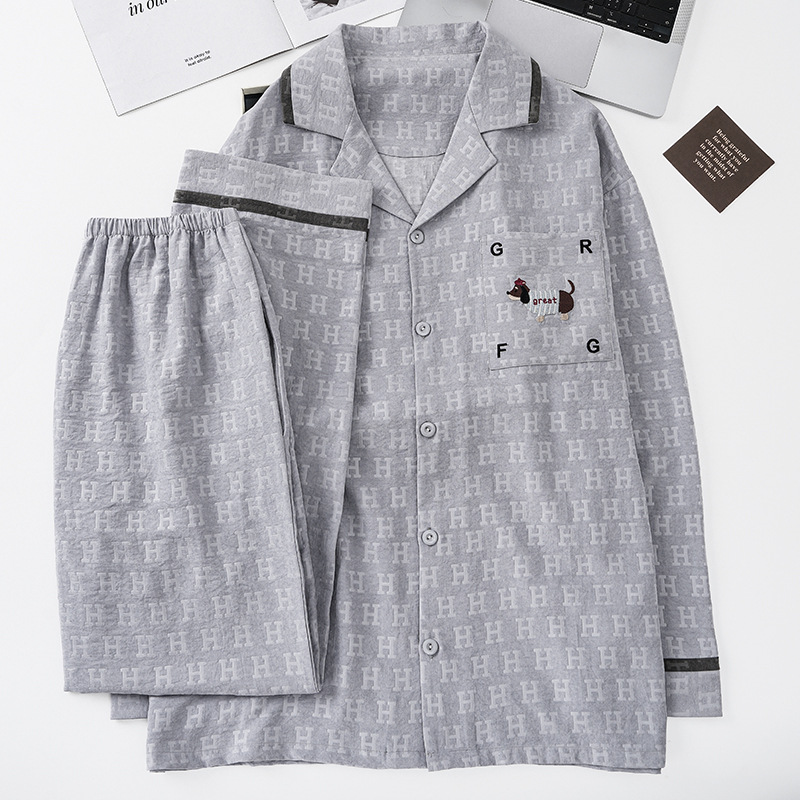 2025 nuevo perro salchicha nube pijama de algodón hombre primavera y otoño pantalones de mangas largas de alta calidad ropa de casa de hombre verano