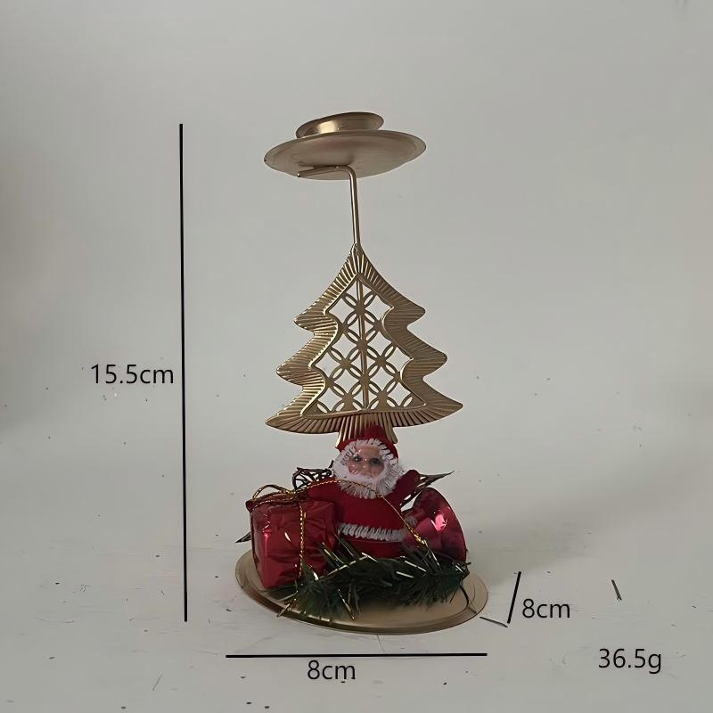 亚马逊新品金色铁艺烛台小鹿雪花五角星圣诞老人烛台橱窗桌面摆件|undefined