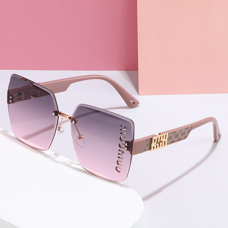 Rega hollow-out lens trimming sunglasses metal mid beam mui European and American sunglasses simple patch live