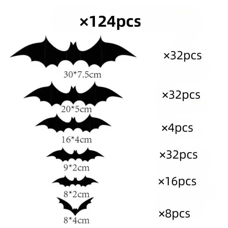 Transfronterizos Halloween PVC Bat Stick Set Black Bat Stick Wall Glass Stick Halloween Party Decoration Bat