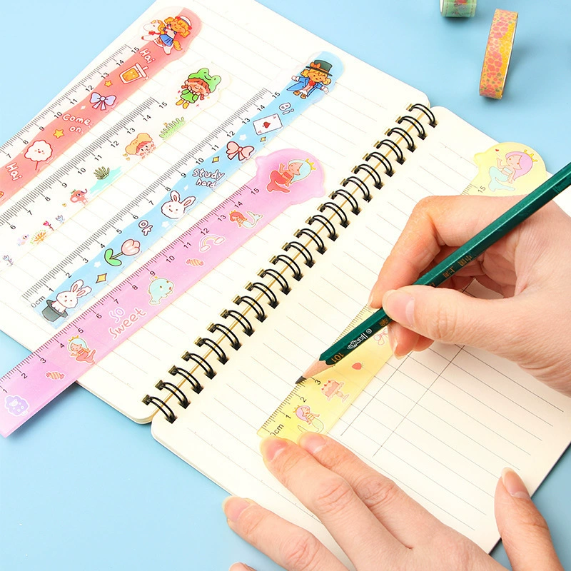 Acrylic cartoon ruler for students, cute stationery for teaching maths