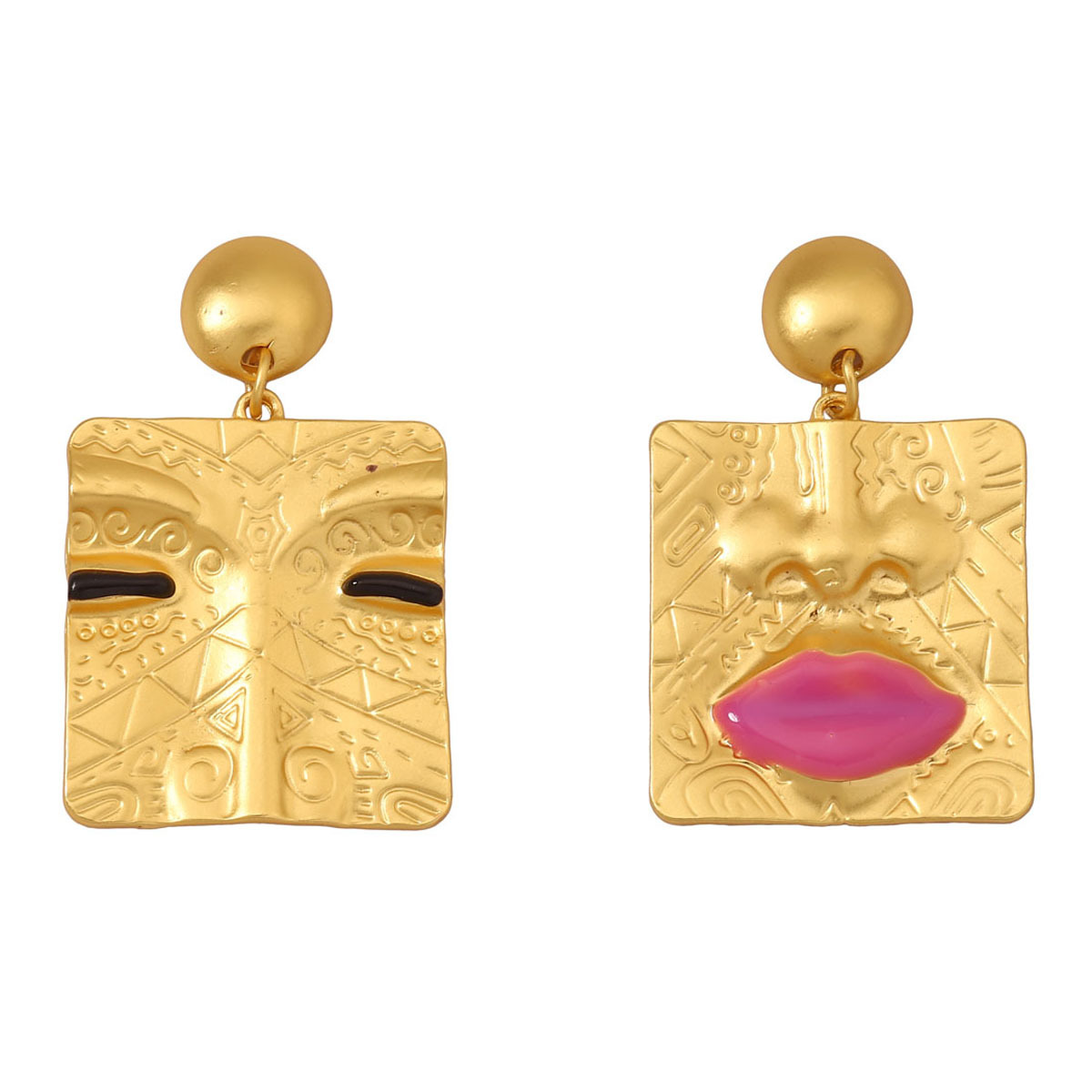Women's Gender Plating Design 1 Pair Vintage Style Lips Square Plating Zinc Alloy Drop Earrings