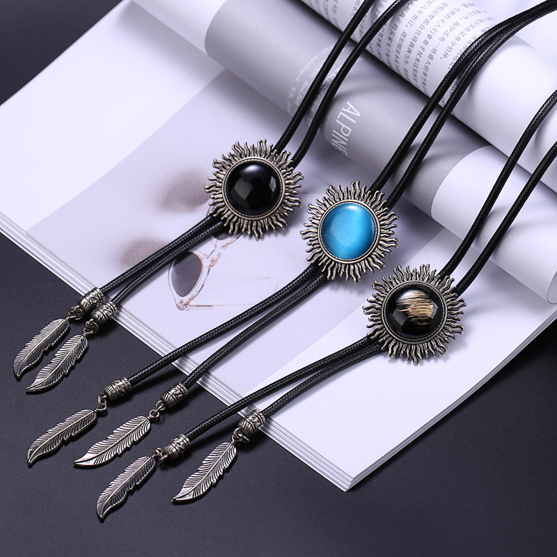 Retro Denim joya Polo corbata de exportación comercio exterior de Europa y América camisa de cuello nudo cuerda BOLOTIE fábrica al por mayor