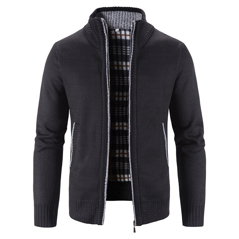 Excluido para una pieza de comercio exterior, cardigan de punto de otoño e invierno para hombres europeos y americanos, suéter grueso casual de gran tamaño con cuello alto abierto