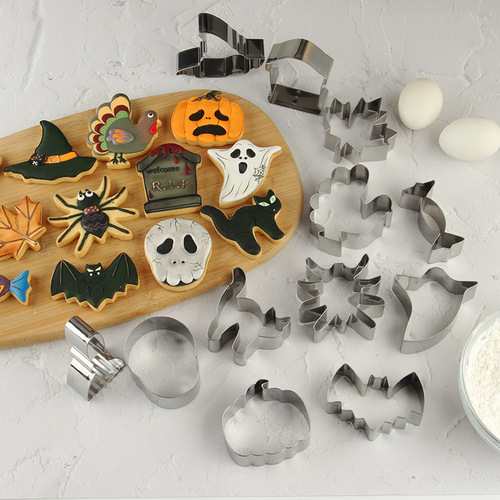 12-piece stainless steel Halloween cookie cutter diy baking tool set pumpkin skull cookie cutter