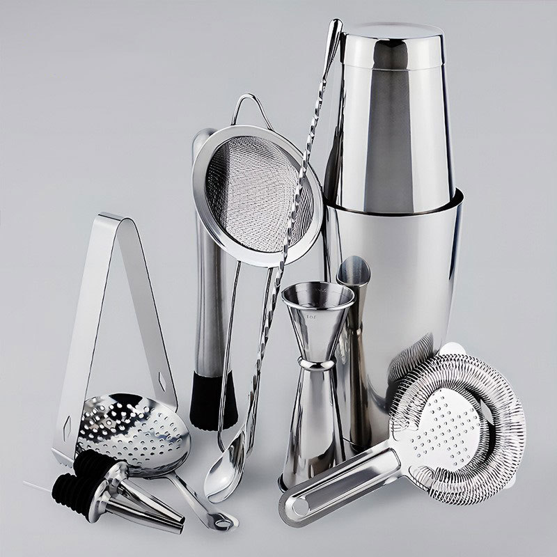Juego de mezclas para cócteles de acero inoxidable del fabricante, vaso medidor Boston, pinzas para hielo, utensilios para té con leche, juego de mezclas image 1
