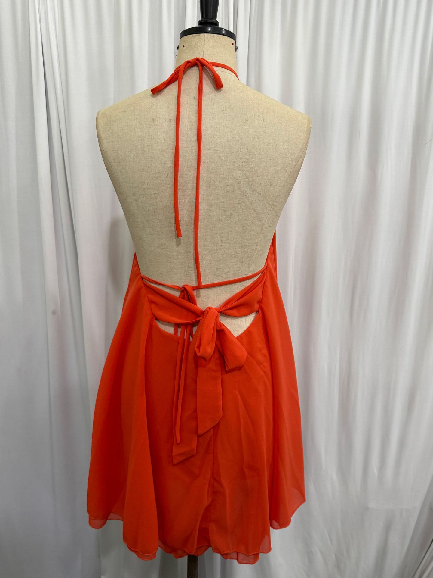 Women's Sexy Deep V Neck Backless Halter Neck Loose A-Line Dress European American Style 2025 Cross Strap Dress_ecoleips.com