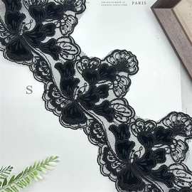 激光蕾丝花边辅料 黑色款花边辅料 激光刺绣面料 高奢刺绣花边