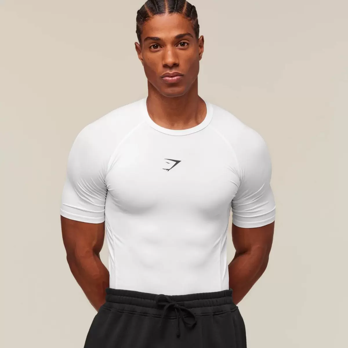 GYMSHARK男士运动健身短袖篮球跑步印花拉架弹力训练运动紧身T恤