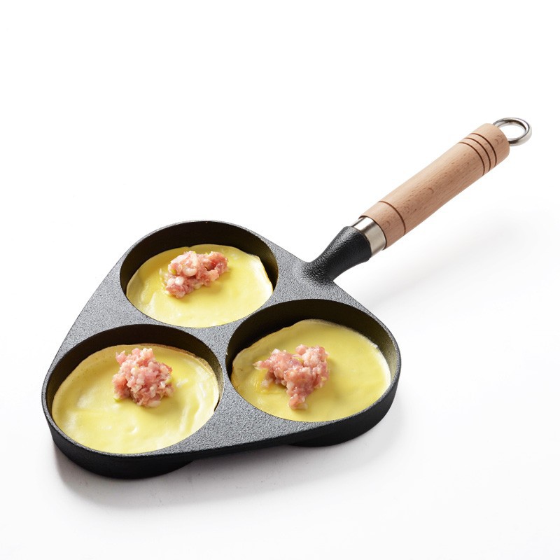 Sartén de hierro fundido huevo profundo molde de hamburguesa hogar huevo dumpling pan plano sartén antiadherente entrega de una pieza