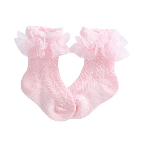 Children's Floral Edge Lace Princess Net Socks for Spring and Autumn, New Korean Version, Non-Strangling Toe, for Newborn Baby