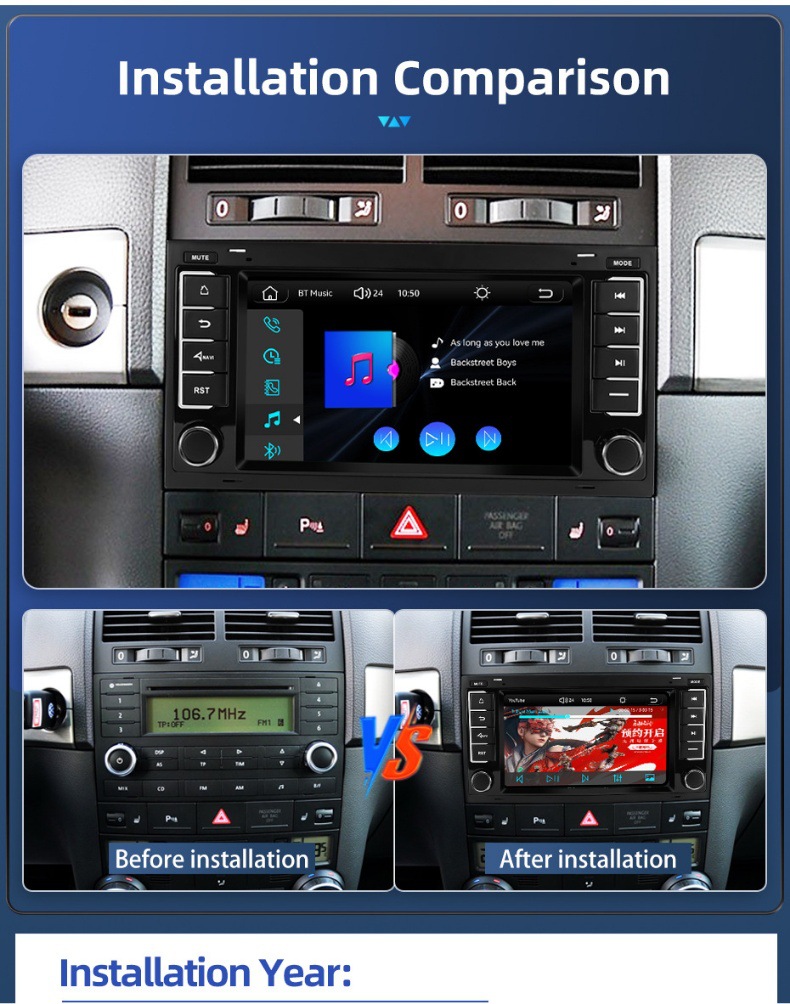 7inch Is Suitable for Volkswagen Touareg Car Central Control Large Screen Navigation Carplay Bluetooth Audio and Video Player