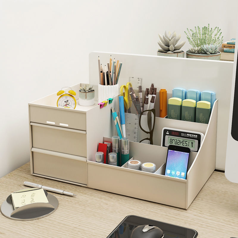 开学季用品收纳盒桌面置物架笔筒书桌办公桌文具抽屉式收纳架子