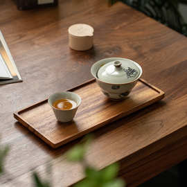 日式相思木茶盘托盘家用实木质杯子盘小型咖啡长方形干泡台泡茶盘