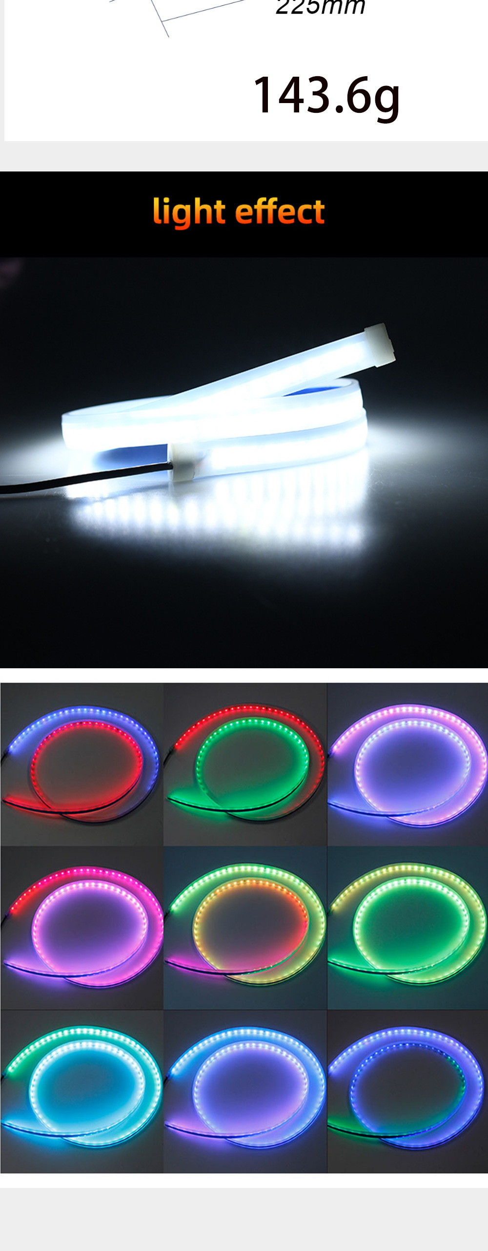 Hot-Selling Modified Daytime Running Light Hood Light Led Car Super Bright Light Guide Strip Colorful Hood Ambient Light