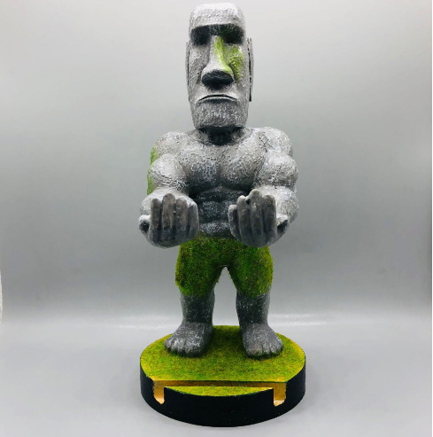 Stone Man Game Handle Bracket Muscle Savage Mobile Phone Holder Resin Craft Moai Stone Man Mobile Phone Holder