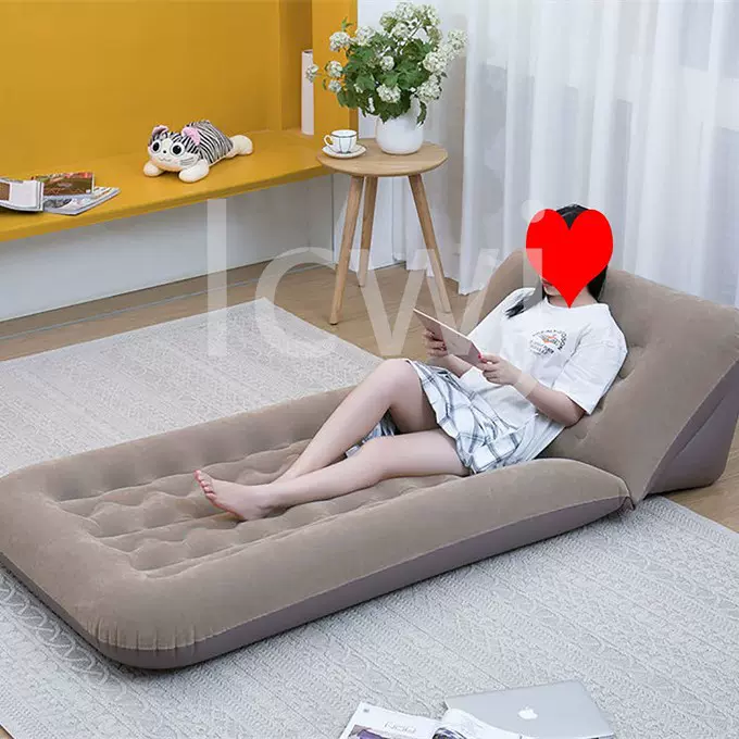 厂家供应充气床垫pvc植绒充气床便携户外野营防潮可调节靠背床