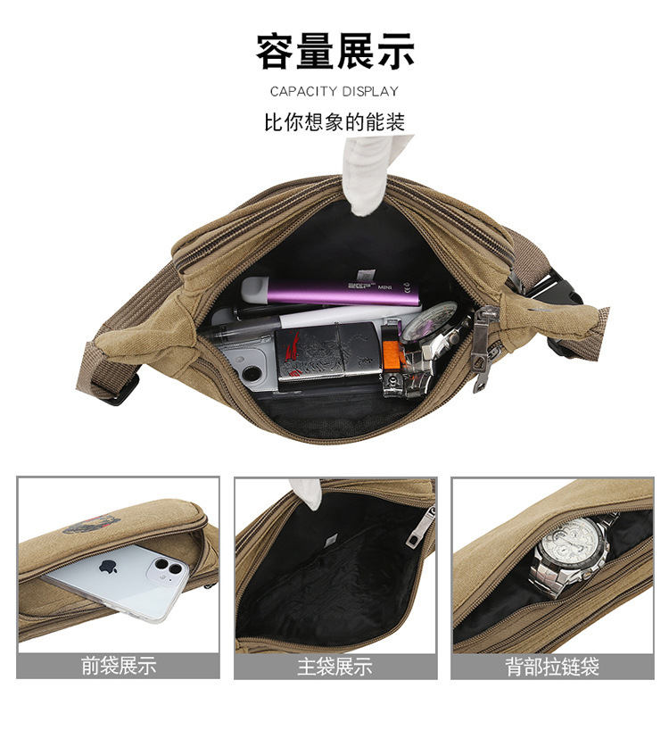 Outdoor Multi-Functional Running Wear-Resistant Fanny Pack Travel Portable Personal Casual Trend Mobile Phone Bag Ground Stall Source Chest Bag Specification drawing