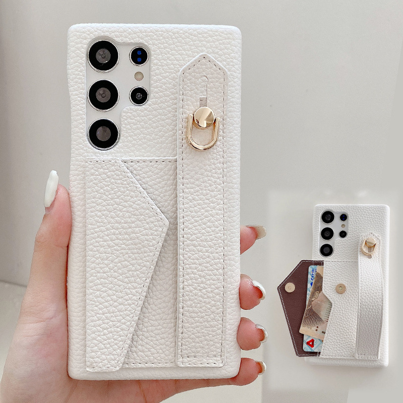 For Samsung s24u mobile phone case with wristband s21ultra leather mobile phone case s20ultra creative protective case