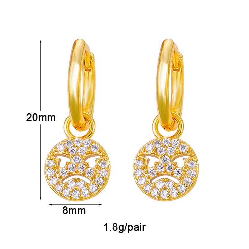 Ear Studs Classification 1 Pair Quantity 1 Pair Elegant Lady Simple Style Smile Face Copper Ear Studs