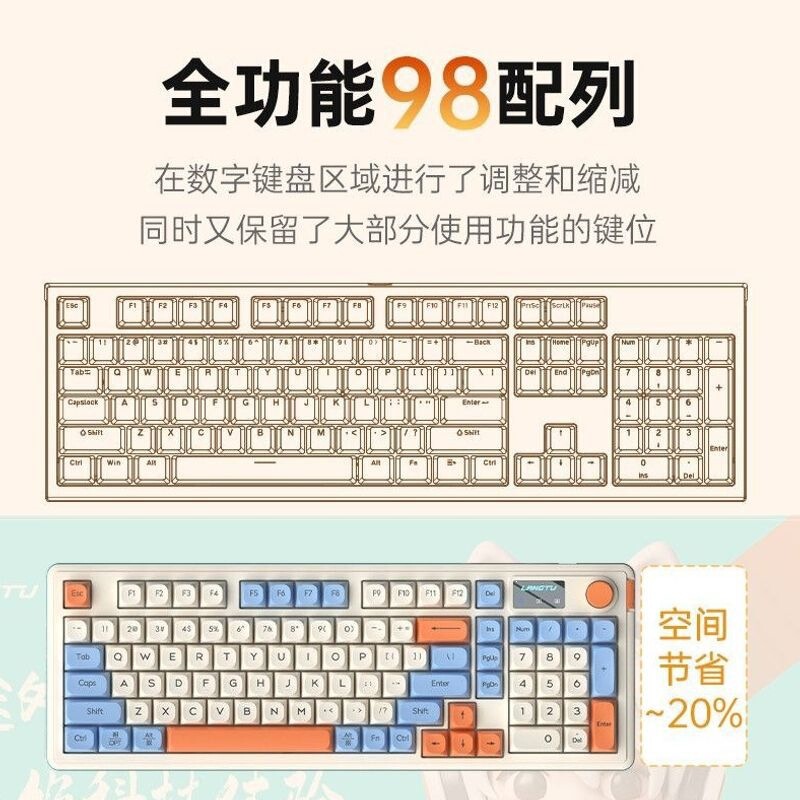 98-Key Silent Keyboard and Mouse Set, Wired, Mechanical Feel, Suitable for Girls, Office and Gaming, Universal, Rgb Lighting