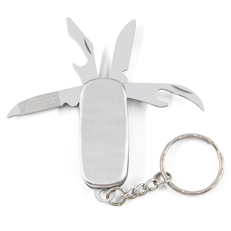 金属钥匙扣开瓶器 多功能小刀创意4开弹子刀带钥匙扣礼品小刀LOGO