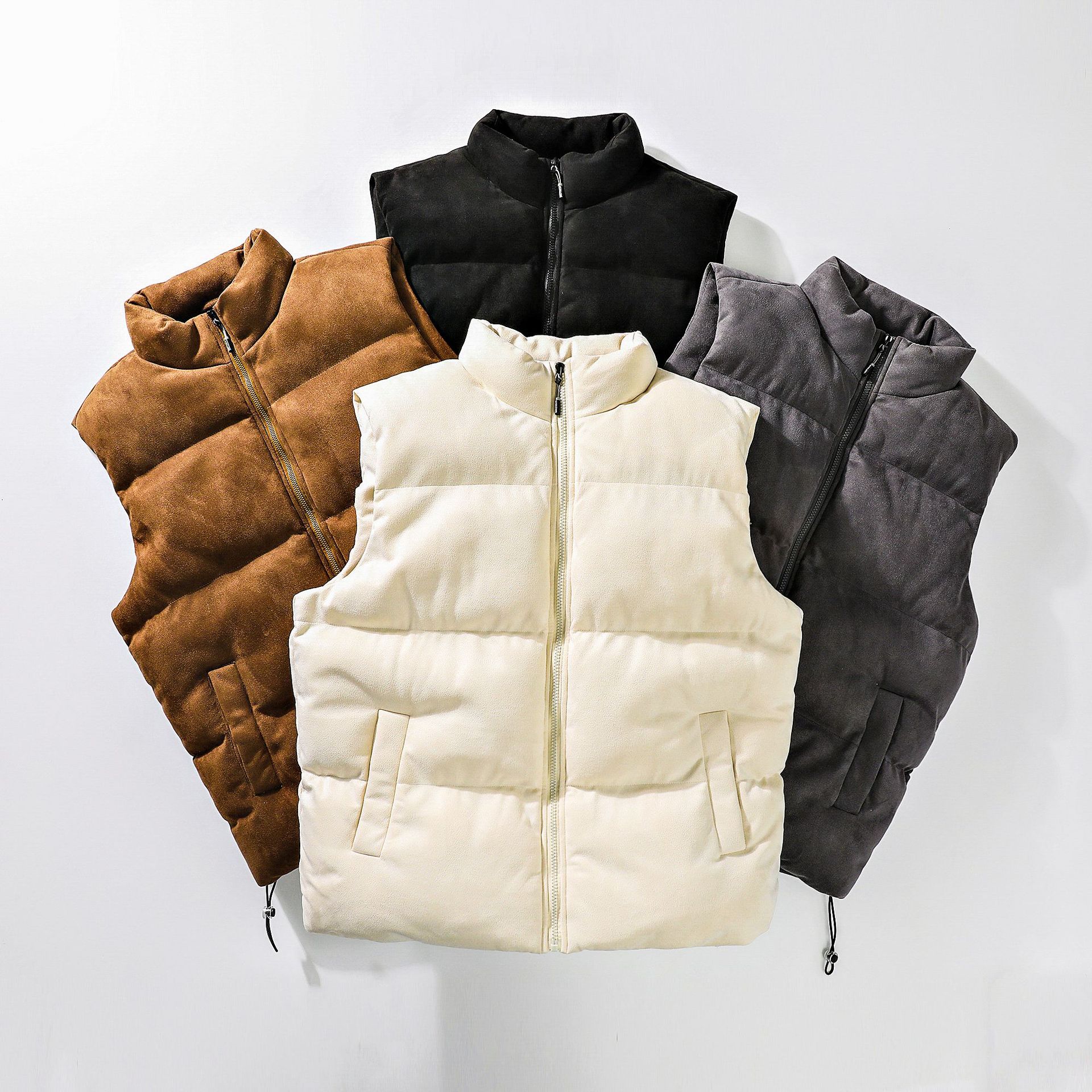 Chaleco de algodón de gamuza Otoño e Invierno pareja de moda casual abajo Chaleco de algodón engrosado chaleco cálido Chaleco de estilo de celebridad de Internet