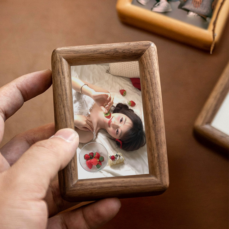Black Walnut Solid Wood Photo Frame with Mortise and Tenon Mini 3inch 4inch Photo Frame DIY Tabletop Wall Decoration
