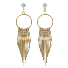 韩版锆石夸张女欧美金属长款流苏耳环时尚耳钉耳饰批发饰品