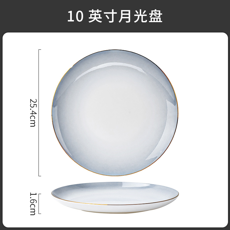 Tangshan tazón doméstico nuevo tazón de fideos hueso porcelana cubiertos sopa tazón de pintura dorado color gradiente puede microondas tazón de cerámica