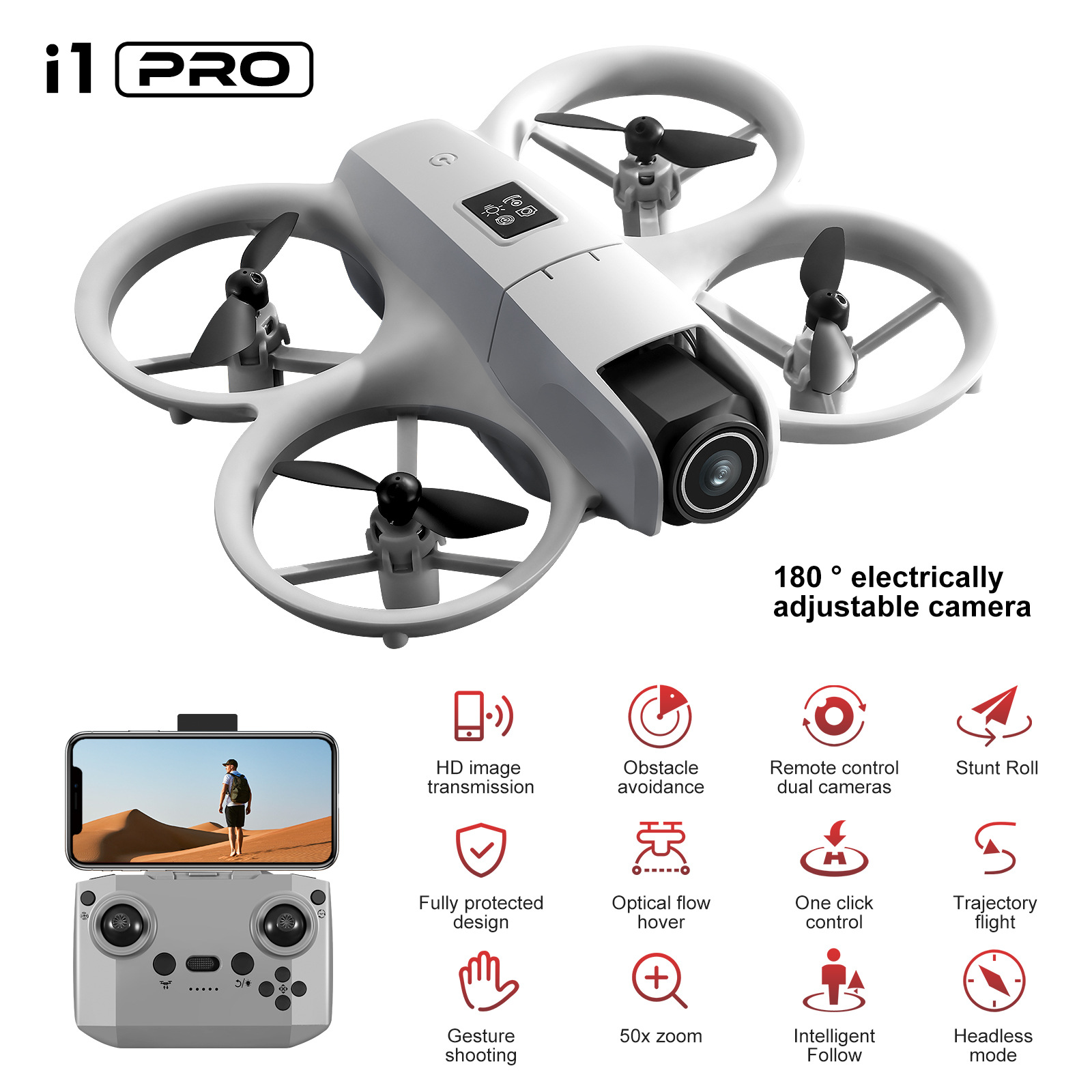 I1Pro Hd Aerial Photography Drone Toy Kidsren's Toys Remote Control Aircraft Mini Quadcopter Drones