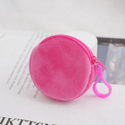 Candy Color Faux Fur Zero Wallet Solid Color Wallet Round Key Chain Coin Bag Backpack ID Card Bag Simple Wholesale 