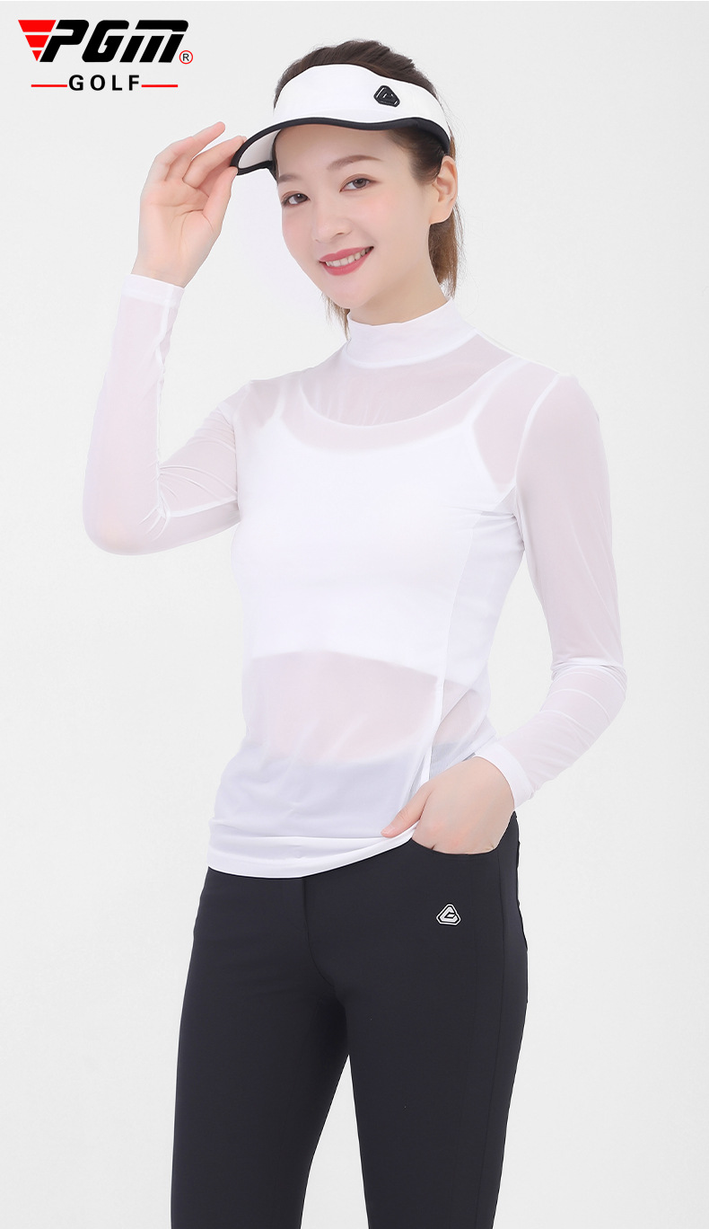 Áo thun golf chống nắng dài tay PGM chất liệu lụa lạnh co giãn cao — Áo thun nữ màu trắng YF304, YF305 quần áo nữ chống nắng đáy áo màu xanh sapphire, YF309 áo phông nữ màu trắng, YF305 quần áo nữ chống nắng đáy áo màu trắng chi tiết 28