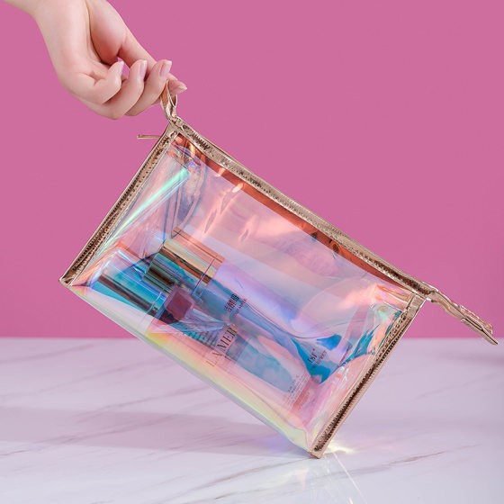 Laser Magic Color Cosmetic Bag Large Capacity High Color TPU Transparent Portable Storage Bag small size Multi-Functional Wash Bag