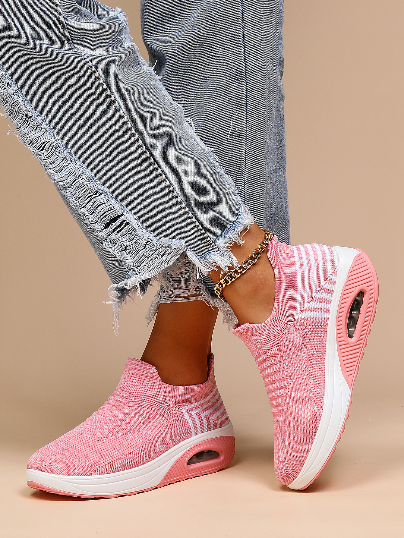 Femmes Des Sports Couleur Unie Bout Rond Chaussures De Sport display picture 4