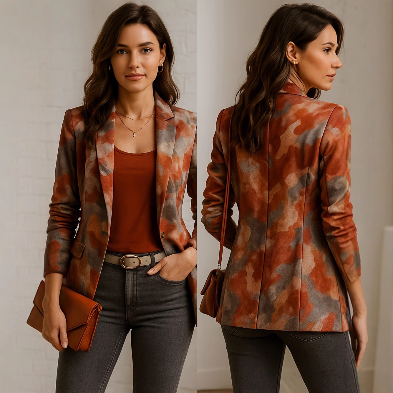 European and American Foreign Trade Independent Station Amazon Cross-Border Women's Elegant Casual Printed Suit Jacket
