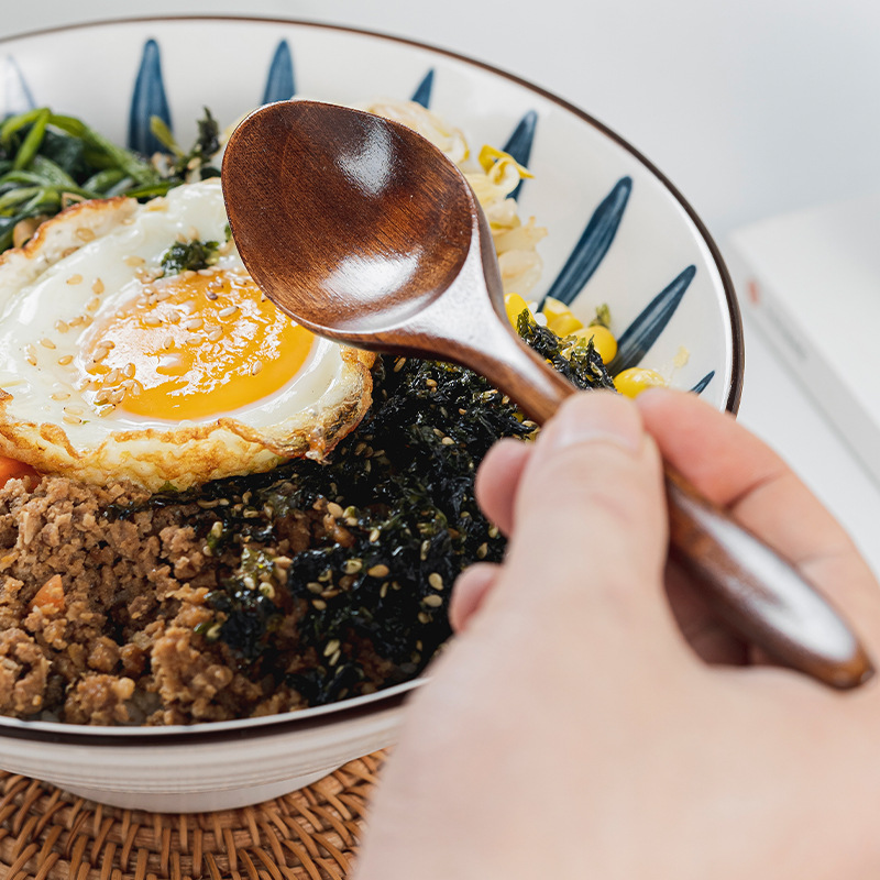 Cuchara de madera cuchara de sopa al por mayor cuchara de arroz para el hogar cuchara de postre cuchara de madera para niños cuchara de alto valor de color cuchara nueva cuchara de estilo chino