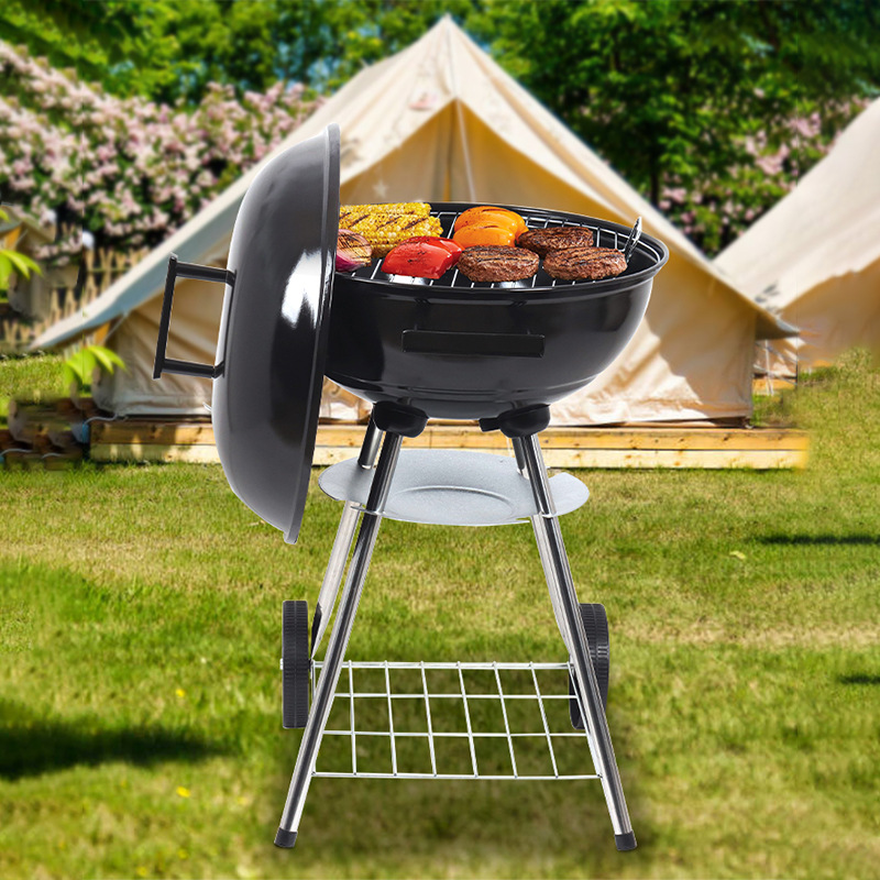 Inventario transfronterizo carbón redondo manzana horno de parrilla americana al aire libre camping parrilla de parrilla portátil