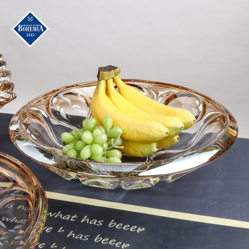 Frutero de cristal importado de la República Checa, frutero de estilo europeo, recipiente de cristal para frutas y aperitivos, frutero de color ámbar para frutas secas, estilo bohemio. image 4