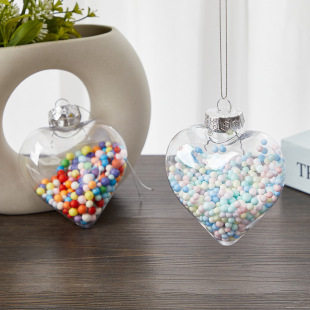 Seamless Transparent Hollow Plastic Heart-Shaped Christmas Ball Christmas Holiday Decoration Mall Window Hanging Ball Christmas Tree Pendant