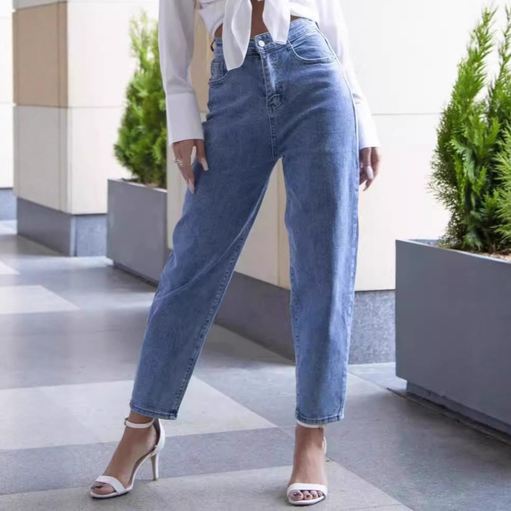 Cross-Border European and American Aliexpress Amazon Independent Station Women's Clothing 2025 Autumn New High-Waisted Straight Jeans for Women