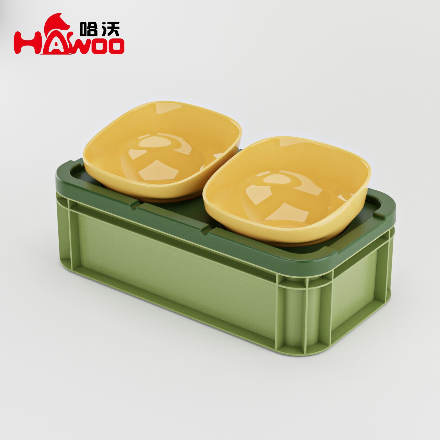 Z Recomendado en caja Gran protector de cuello inclinado blanco de 3 piezas Tazón para gatos Botella para beber Botella de agua inferior rectangular Tazón para comida para perros